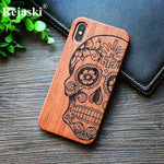 Compass Pirate Anchor Original Bamboo Wood Phone Case For Iphone 7 8 X XS Max 8Plus 5 5S SE 6S Plus Cartoon iphonex Cover Skull