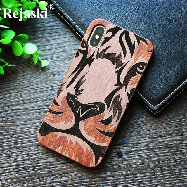 Compass Pirate Anchor Original Bamboo Wood Phone Case For Iphone 7 8 X XS Max 8Plus 5 5S SE 6S Plus Cartoon iphonex Cover Skull