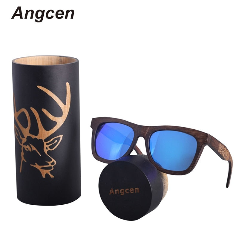Angcen Unisex Polarized Sunglasses Men Women driving glasses Vintage Retro wood bamboo sunglasses Women Brand designer