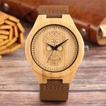 Bamboo Watch Mens Handmade Wooden Wristwatch Quartz Genuine Leather Wood Watch for Men Unique Fashion Wrist Clock Gifts reloj