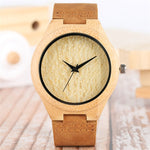 Bamboo Watch Mens Handmade Wooden Wristwatch Quartz Genuine Leather Wood Watch for Men Unique Fashion Wrist Clock Gifts reloj