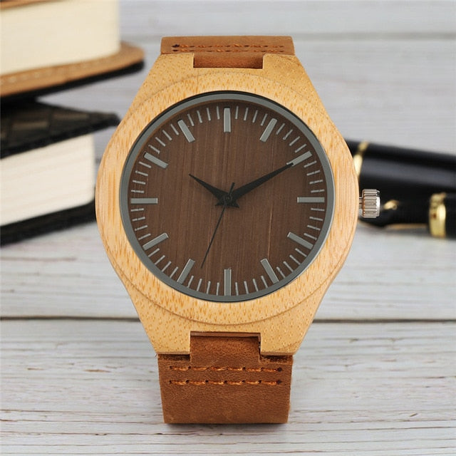 Novel Bamboo Watches Mens Quartz Genuine Hot Fashion Men's Casual Wooden Watch Stylish Cool Handmade Wristwatches for Male reloj