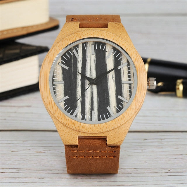 Novel Bamboo Watches Mens Quartz Genuine Hot Fashion Men's Casual Wooden Watch Stylish Cool Handmade Wristwatches for Male reloj