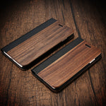 KISSCASE Bamboo Flip Phone Case For iPhone 5s 7 6 6s Wood Protector Cover For iPhone 5s 7 Plus X XR XS Max Card Wallet Covers