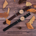 Wooden Watches Quartz Watch Men Bamboo Modern Wristwatch Analog Nature Wood Fashion Soft Leather Creative Birthday Gifts