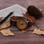 Wooden Watches Quartz Watch Men Bamboo Modern Wristwatch Analog Nature Wood Fashion Soft Leather Creative Birthday Gifts