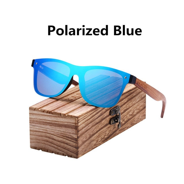 BARCUR 2019 Fashion Wooden Sunglasses Men Bamboo Temple Sun Glasses Women Wood Glasses Oculos de sol masculino